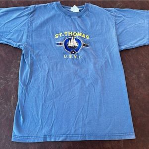ST. Thomas U.S.V.I Blue Sailing Themed Short Sleeve T-Shirt Men's Size M